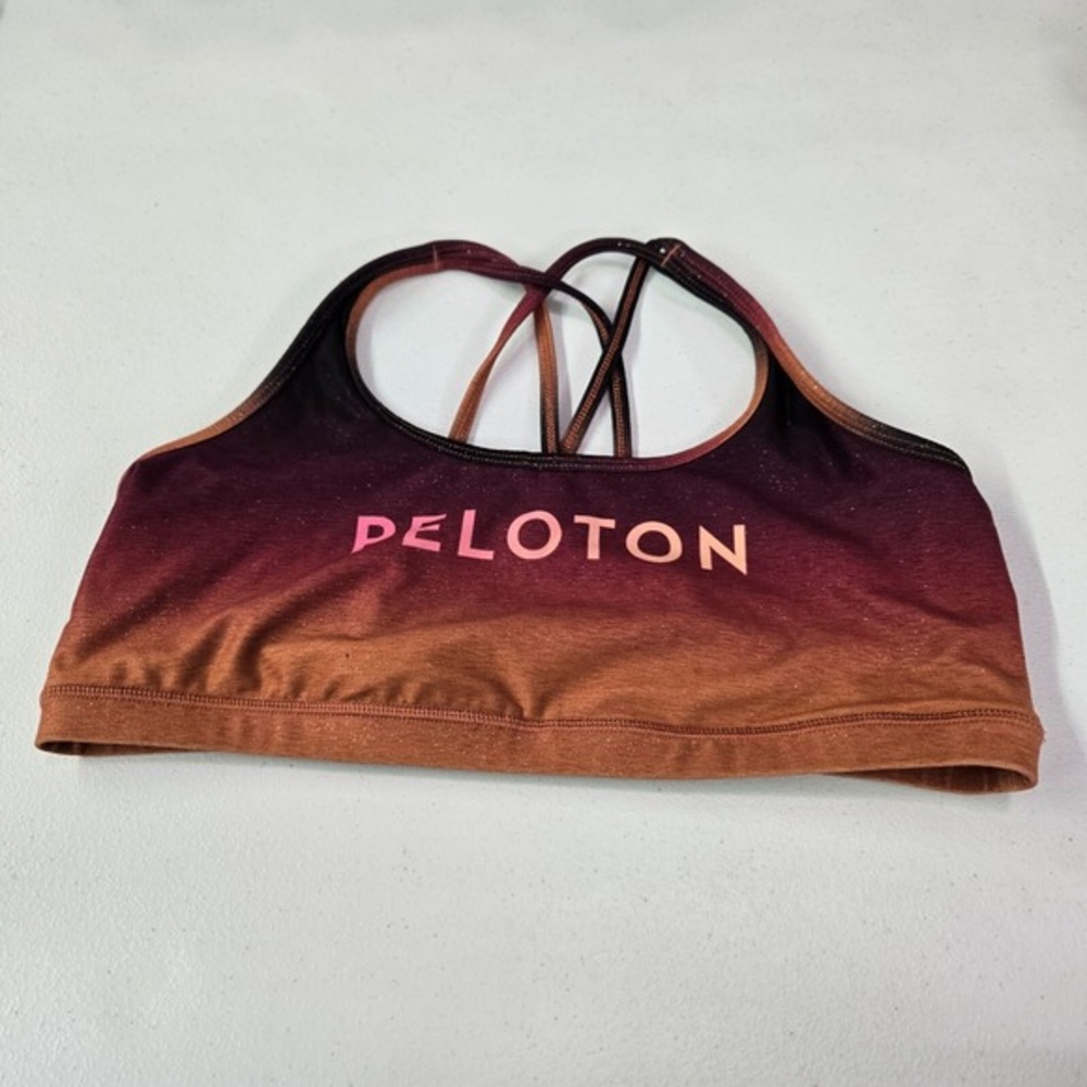 Peleton Wear It To Heart Women Sports Bra XL Orange Ombre Sunrise Logo Crossback
